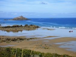 panorama of the summer beach in Plyneuf Val Andre, France