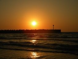 sunset in a clear sky over the sea