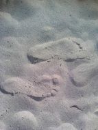 footprints of two feet in the sand close up
