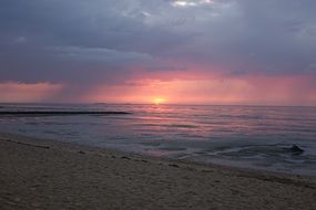 Beautiful picture of the sunset over the beach