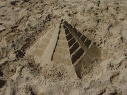 sand pyramid on the beach in Italy
