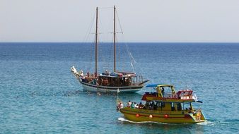 Cruise boats in the water on Cyprus