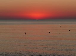 Landscape of orange Sunset over the ocean