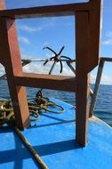 anchor on the deck of a marine ship