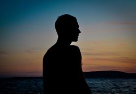 Silhouette men Sunset