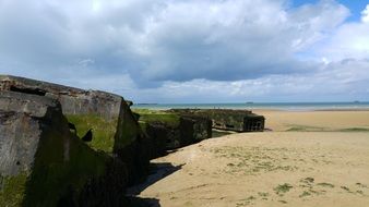 WWII bunker on the beach in Long Sur Mer, France