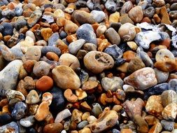 diverse beach pebbles close up