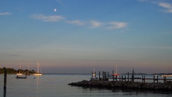 romantic sunset over the bay