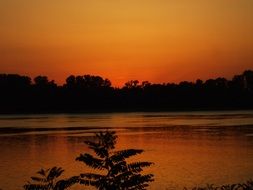 orange twilight over the river