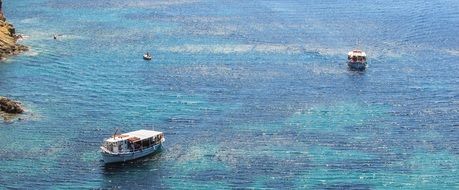 panorama of boats off the coast of Greece