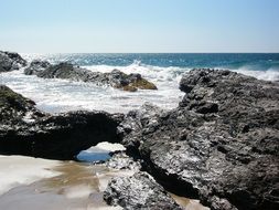 Rocky Beach Ocean Waves Spray