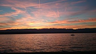 colorful sunset over south of france