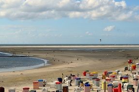 landscape of vacationers on the main beach of the north sea