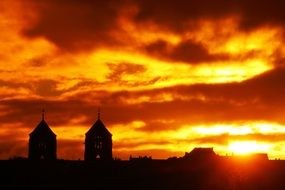 golden sunset over the roofs