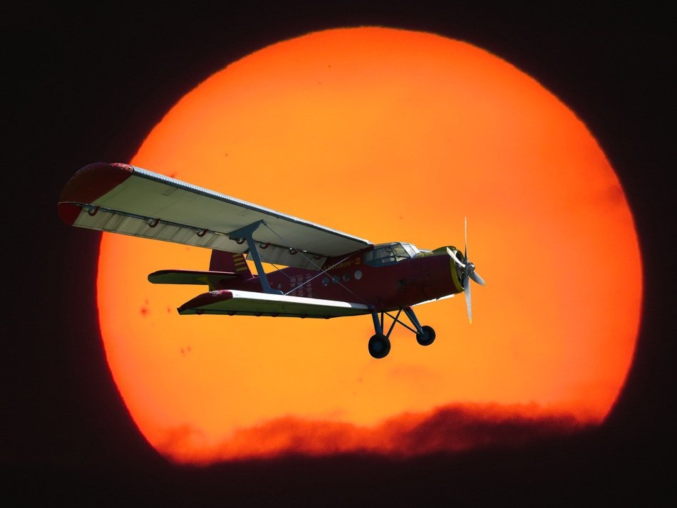 double decker on the sun background