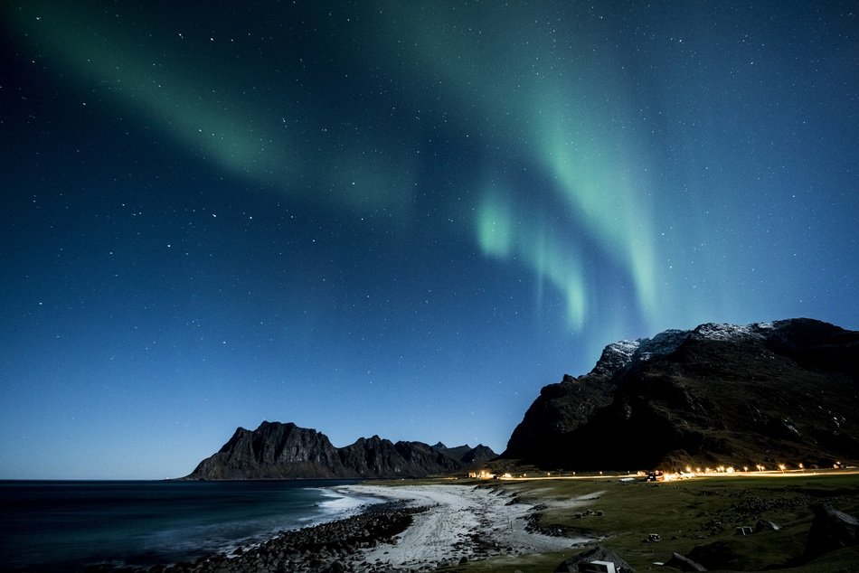 northern lights over norwegian coast