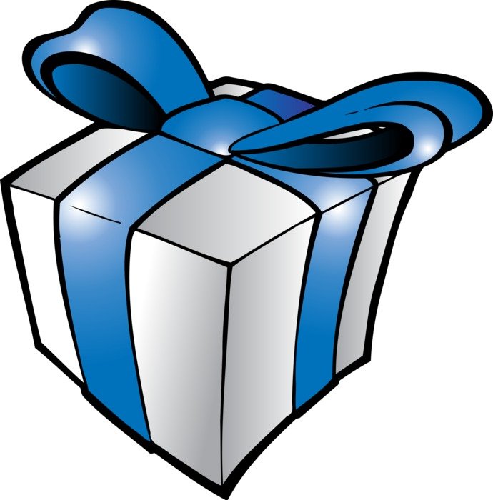 drawing gift with blue ribbon