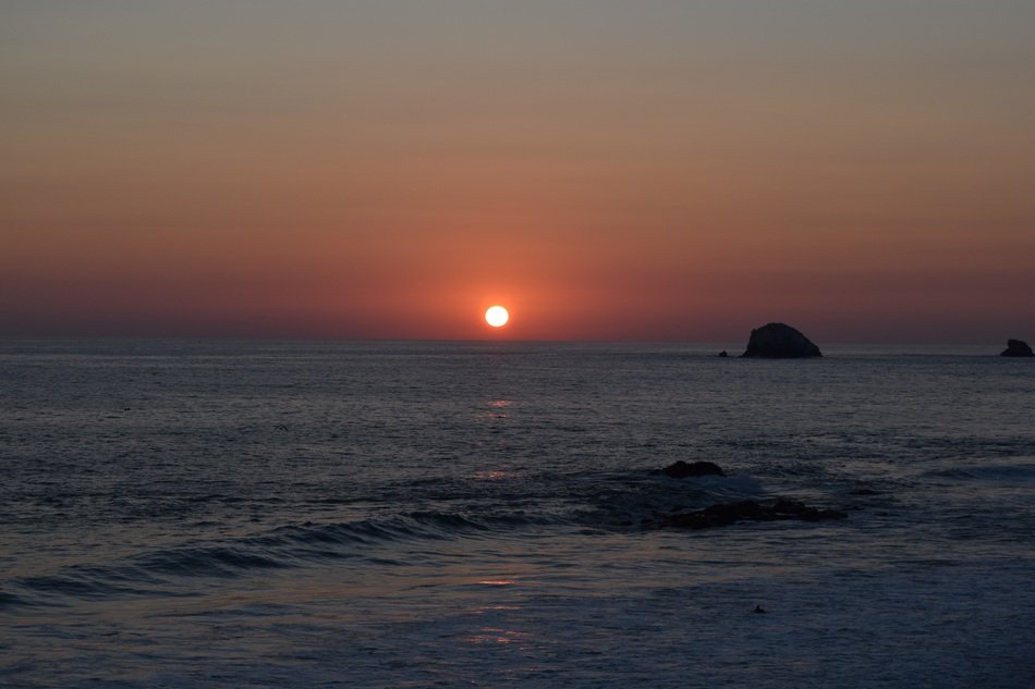 sunset over zipolite beach