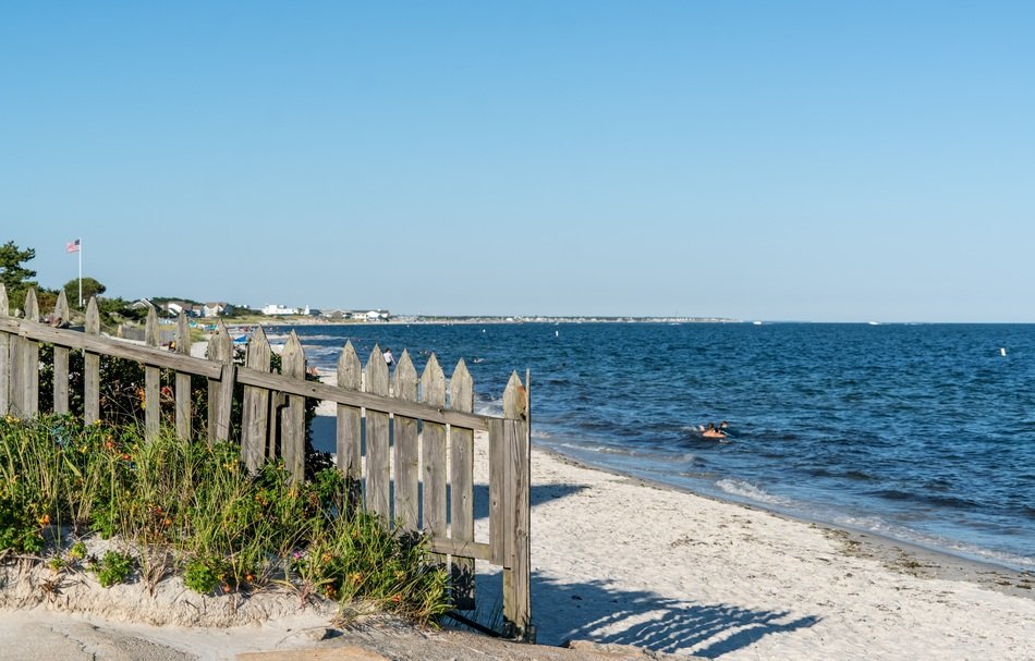 fence on the sandy beach of the Atlantic coast