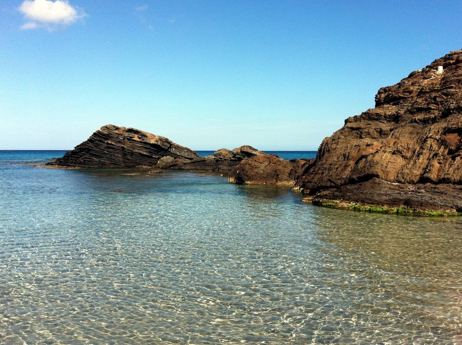 Mediterranean Coast with the cliffs in Menorca