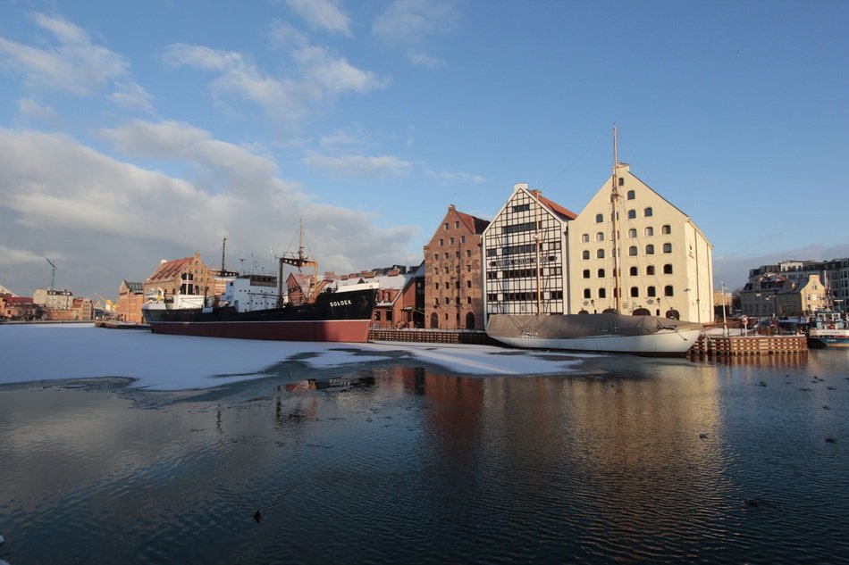 landscape of snow in Gdansk in Poland
