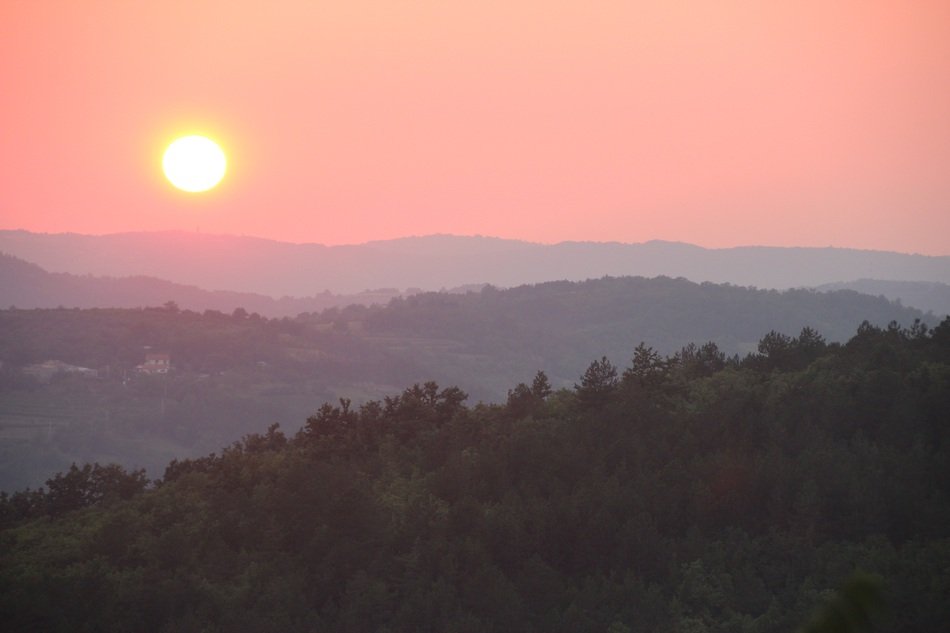 pink sunset over the picturesque landscapes of croatia