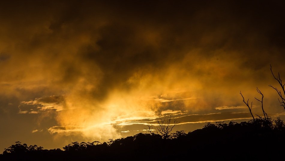 fiery sunset above the horizon