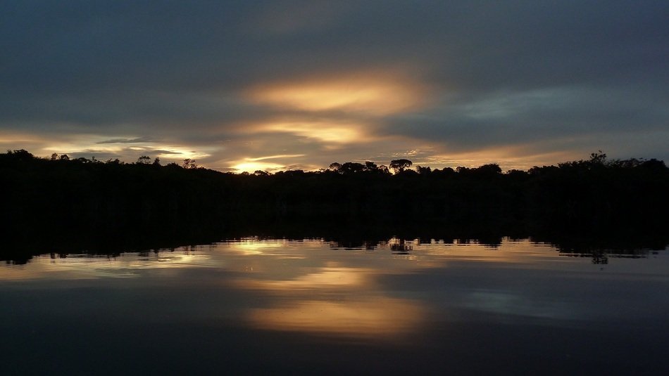 sunset over a lake in bavaria