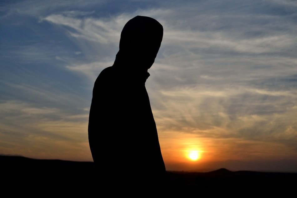 silhouette portrait at sunset