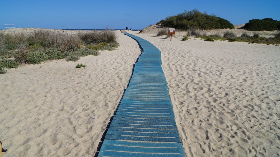 wooden path to the sea in Sardinia