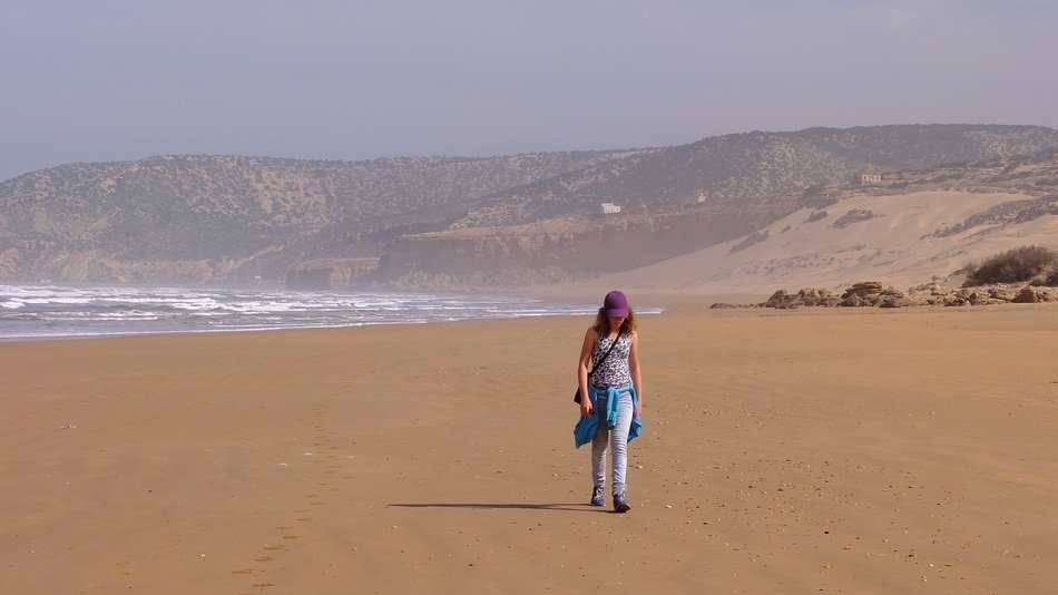girl on a walk on the coast of morocco