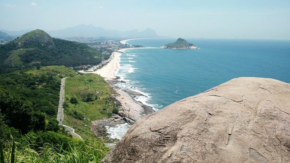 landscape of rock on Beach in Brazil
