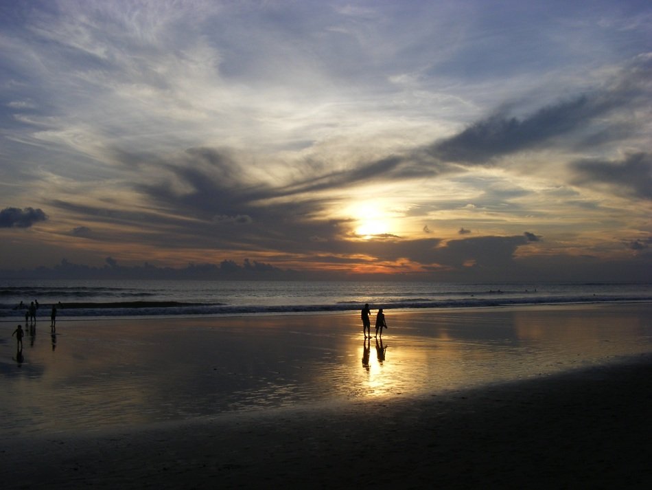 Colorful sunset and clouds over the beach in Bali, Indonesia