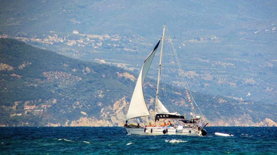 sailing boat at sea in greece