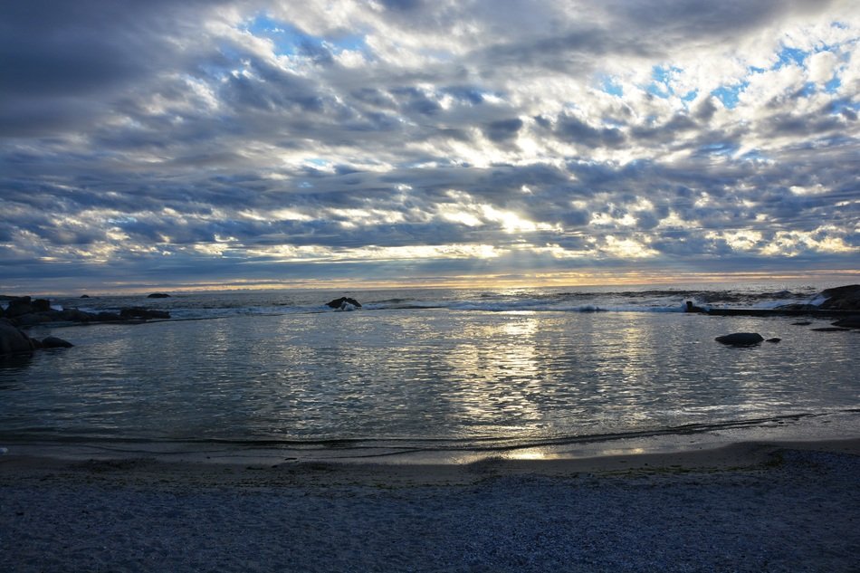 Beautiful landscape with the clouds over the beach