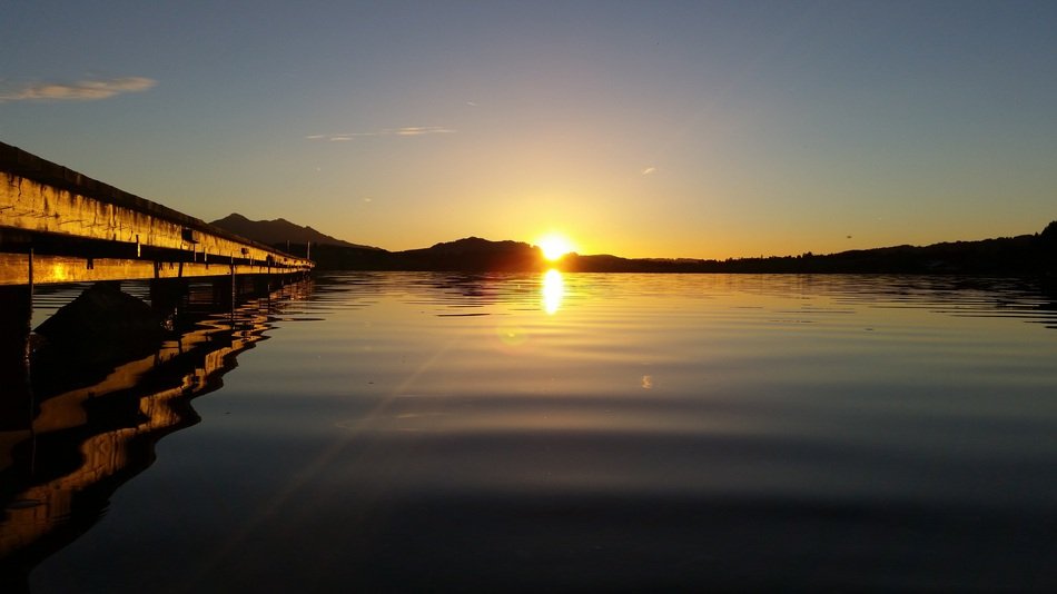 Picture of the calm lake at the sunset