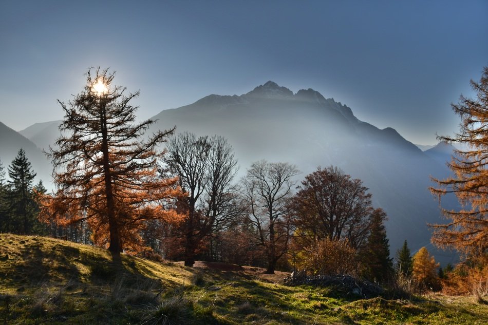 Beautiful landscpape with the fog on East Tyrol