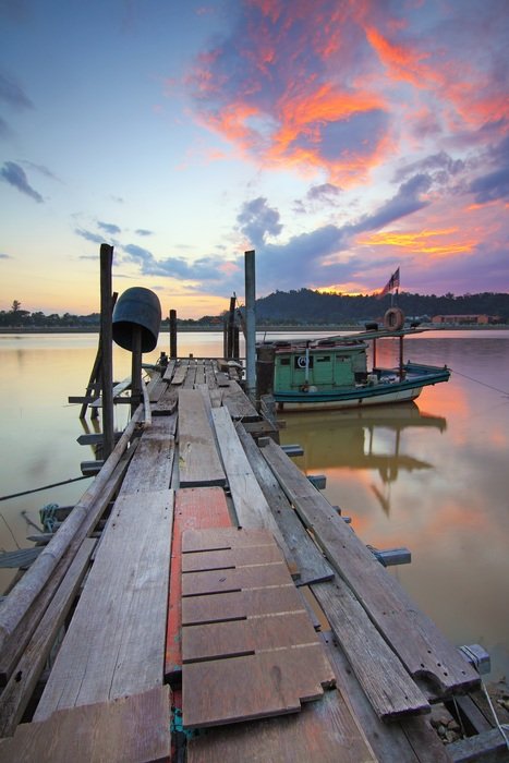 beautiful sunset on the old pier