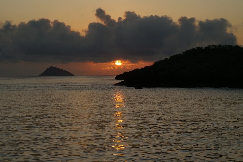 cloudy sunset on the galapagos islands
