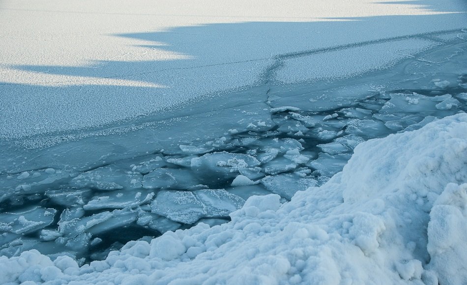 panoramic view of ice floes in the arctic ocean