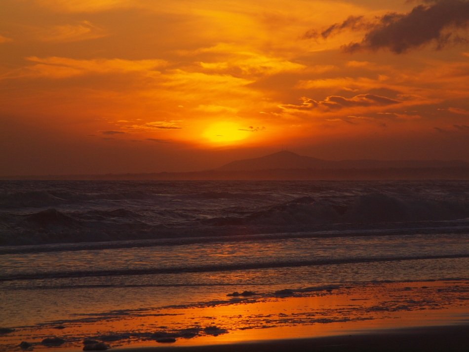bright sunset over the coast of portugal