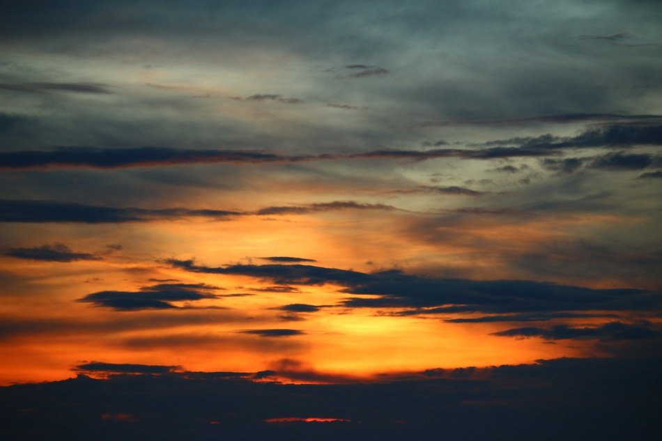 golden afterglow in the evening sky