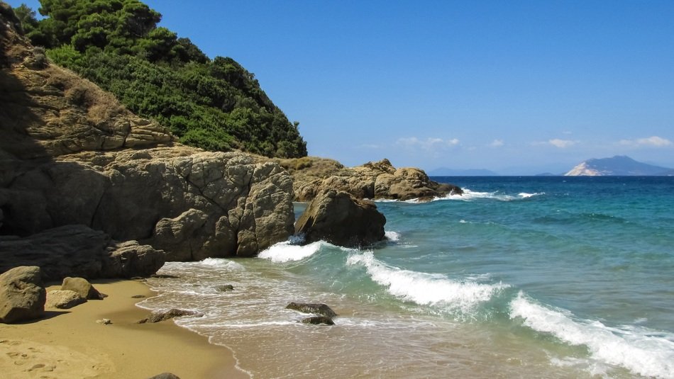 empty wild beach in sporades