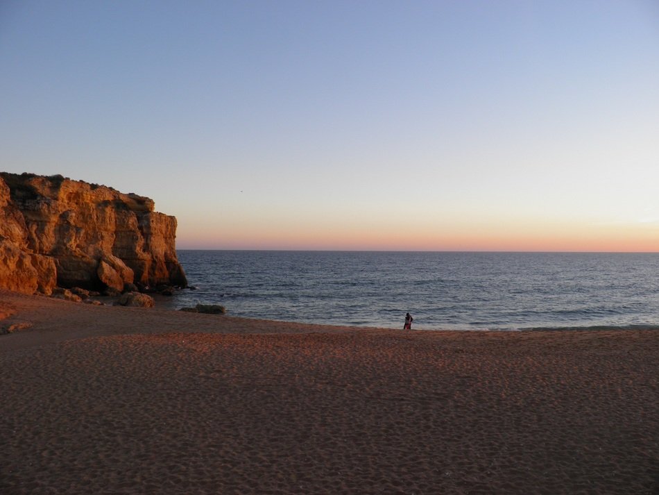 beach at sunset in the south of portugal