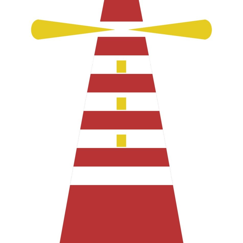 drawing of a lighthouse with lights