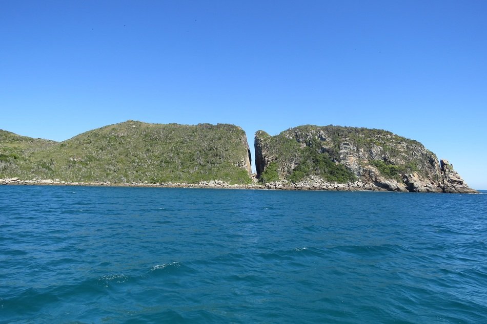 split in rock on coast