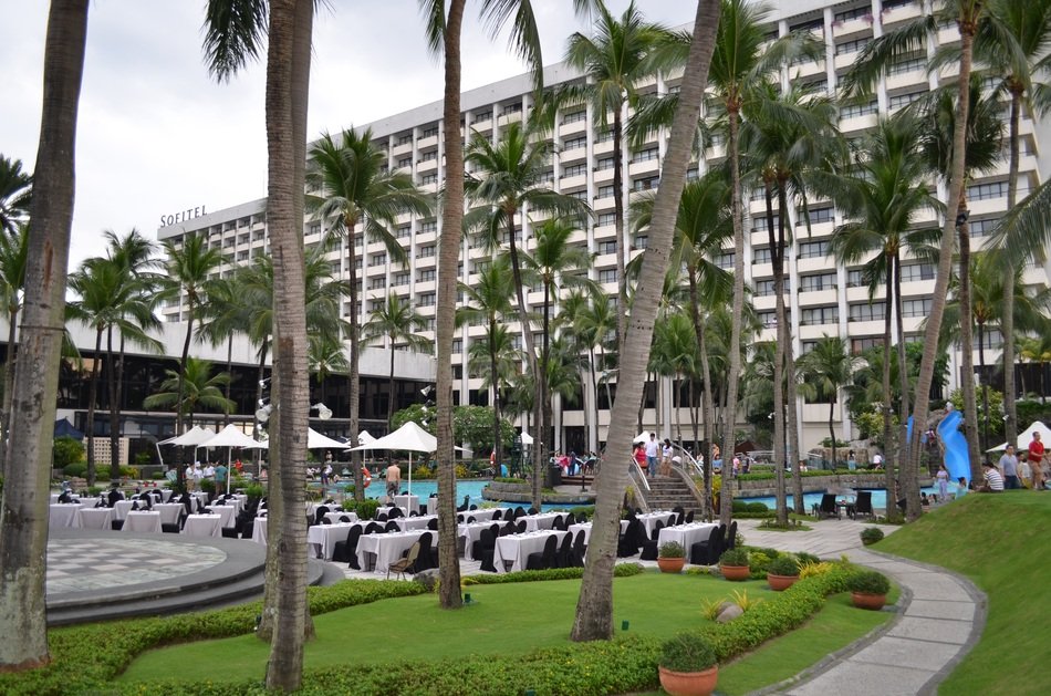 territory of the luxury hotel Sofitel with the garden