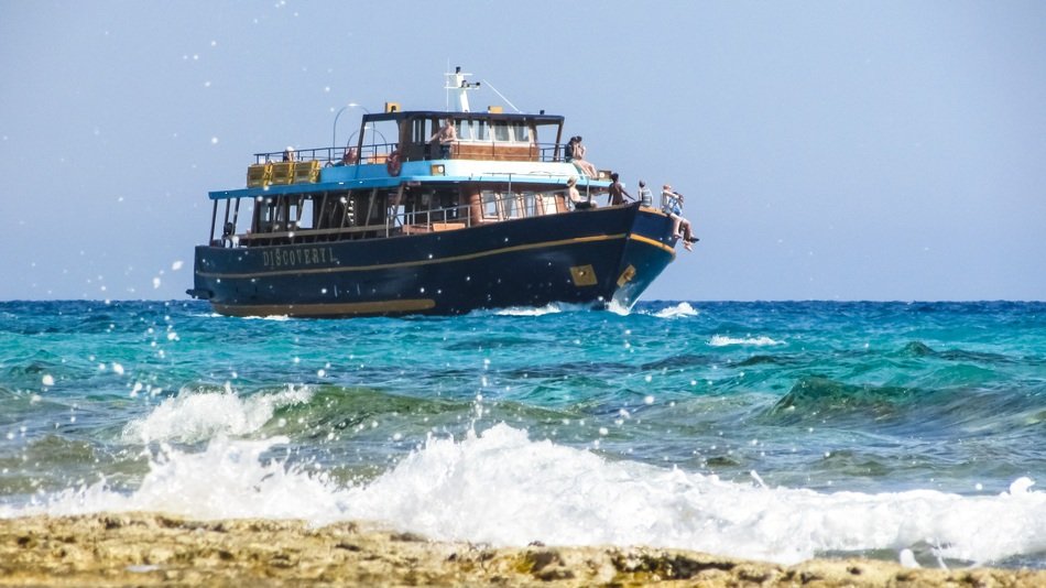 cruise liner in the bright waters of Cyprus