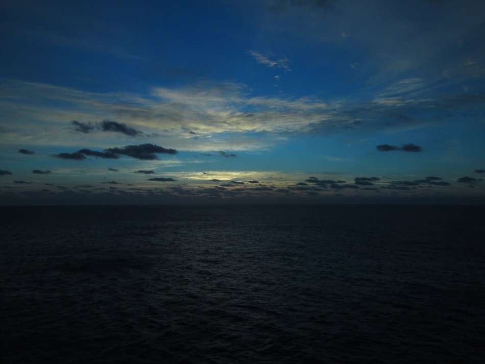 blue sky over the sea at dusk