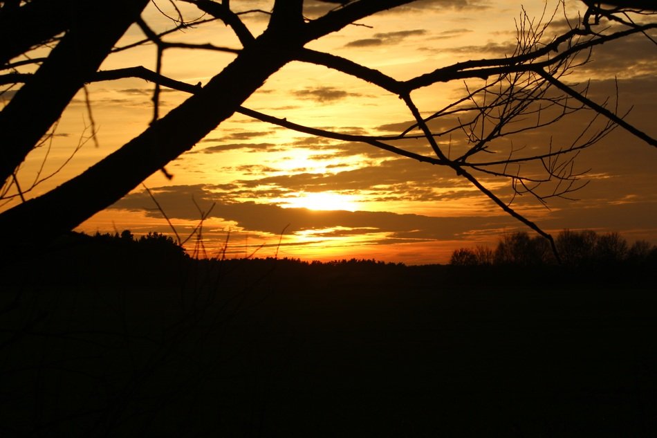 golden evening sky in dark clouds